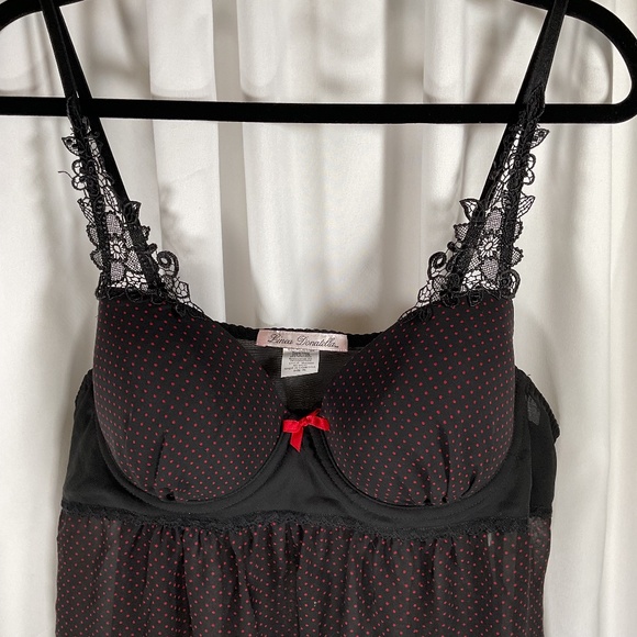 Linea Donatella Molded Cup Babydoll Black Red size XL Luxury Lingerie - Picture 1 of 2